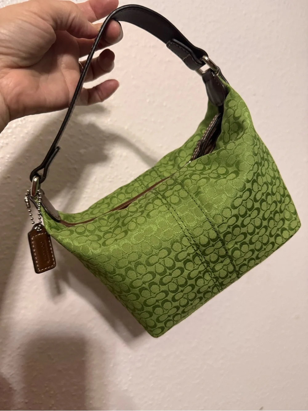 Coach Soho mini Vibrant Green Signature Jacquard Shoulder Bag